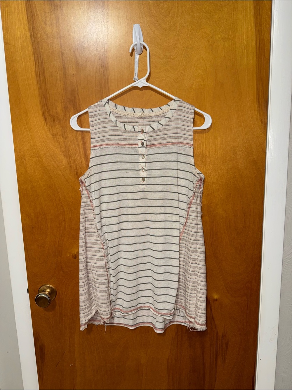 Striped Sleeveless Top in Cream and Gray
